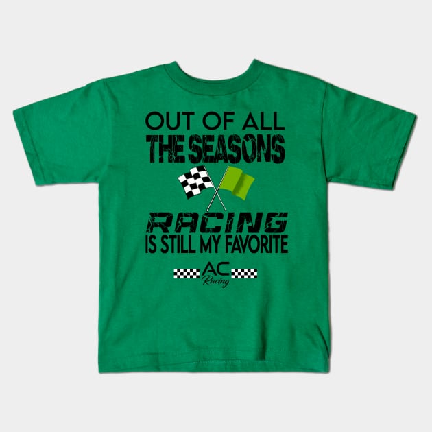 Racing Season (Green Flag Black) Kids T-Shirt by AC Racing